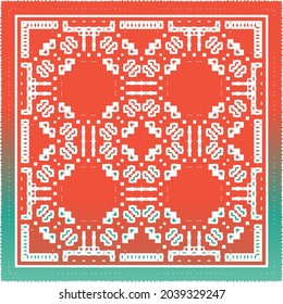 Decorative color ceramic talavera tiles. Vector seamless pattern poster. Colored design. Red folk ethnic ornament for print, web background, surface texture, towels, pillows, wallpaper.