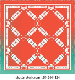 Decorative color ceramic talavera tiles. Vector seamless pattern poster. Colored design. Red folk ethnic ornament for print, web background, surface texture, towels, pillows, wallpaper.