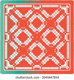 Decorative color ceramic talavera tiles. Vector seamless pattern poster. Colored design. Red folk ethnic ornament for print, web background, surface texture, towels, pillows, wallpaper.