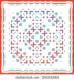 Decorative color ceramic talavera tiles. Vector seamless pattern collage. Original design. Red folk ethnic ornament for print, web background, surface texture, towels, pillows, wallpaper.