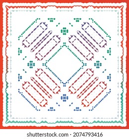 Decorative color ceramic talavera tiles. Vector seamless pattern collage. Original design. Red folk ethnic ornament for print, web background, surface texture, towels, pillows, wallpaper.
