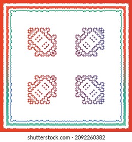 Decorative color ceramic talavera tiles. Vector seamless pattern collage. Original design. Red folk ethnic ornament for print, web background, surface texture, towels, pillows, wallpaper.