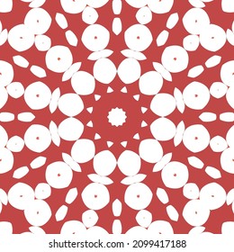 Decorative color ceramic talavera tiles. Bathroom design. Vector seamless pattern texture. Red folk ethnic ornament for print, web background, surface texture, towels, pillows, wallpaper.