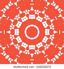 Decorative color ceramic talavera tiles. Bathroom design. Vector seamless pattern frame. Red folk ethnic ornament for print, web background, surface texture, towels, pillows, wallpaper.