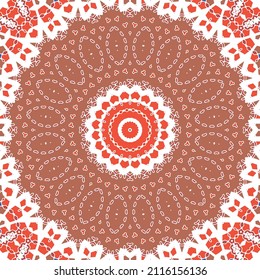 Dekorative Keramikfliesen. Vektornahtlose Mustercollage. Originelles Design. Rote Volksverzierungen für Druck, Web-Hintergrund, Oberflächenstruktur, Handtücher, Kissen, Tapeten.