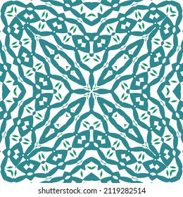 Decorative color ceramic talavera tiles. Geometric design. Vector seamless pattern template. Red folk ethnic ornament for print, web background, surface texture, towels, pillows, wallpaper.