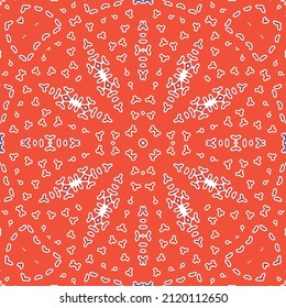 Decorative color ceramic talavera tiles. Vector seamless pattern collage. Original design. Red folk ethnic ornament for print, web background, surface texture, towels, pillows, wallpaper.