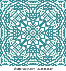 Decorative color ceramic talavera tiles. Geometric design. Vector seamless pattern template. Red folk ethnic ornament for print, web background, surface texture, towels, pillows, wallpaper.