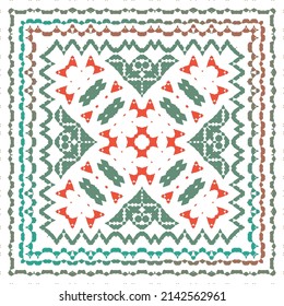 Decorative color ceramic talavera tiles. Vector seamless pattern collage. Original design. Red folk ethnic ornament for print, web background, surface texture, towels, pillows, wallpaper.