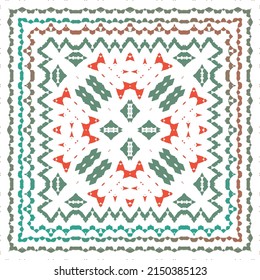 Decorative color ceramic talavera tiles. Vector seamless pattern collage. Original design. Red folk ethnic ornament for print, web background, surface texture, towels, pillows, wallpaper.