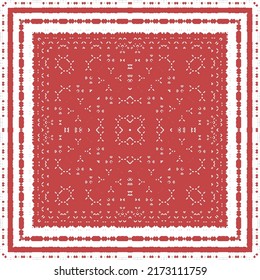 Decorative color ceramic talavera tiles. Colored design. Vector seamless pattern flyer. Red folk ethnic ornament for print, web background, surface texture, towels, pillows, wallpaper.