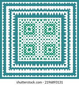 Decorative color ceramic talavera tiles. Geometric design. Vector seamless pattern template. Red folk ethnic ornament for print, web background, surface texture, towels, pillows, wallpaper.