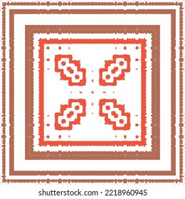 Decorative color ceramic talavera tiles. Bathroom design. Vector seamless pattern texture. Red folk ethnic ornament for print, web background, surface texture, towels, pillows, wallpaper.