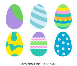 Decorative Color Easter Eggs with Different Textures, Vector Illustration