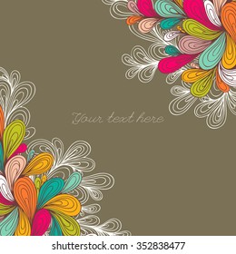 Decorative color element border. Abstract invitation card. Vector background for invitation.