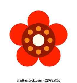 Decorative color flat icon of a flower on a white background. Floral object, illustration
