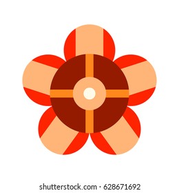 Decorative color flat icon of a flower on a white background. Floral object