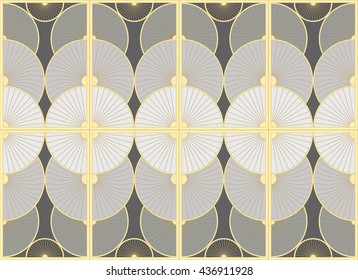 Decorative color grid from superposed circles. The geometric composition. The symmetrical composition. Vector illustration