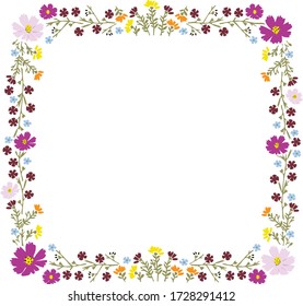 decorative color vector frame of summer flowers
