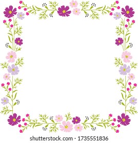 decorative color vector frame of summer flowers