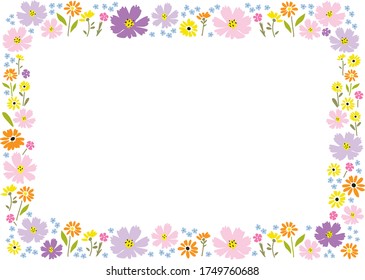decorative color vector frame of summer flowers