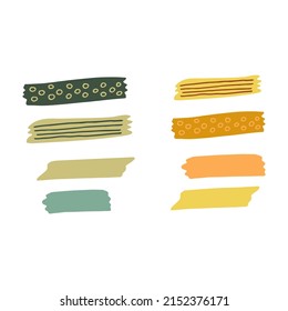 decorative colored adhesive tape set. vector illustration hand drawn in doodle cartoon style. 