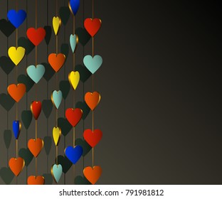 Decorative colored background with hearts