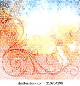 Decorative colored background with ornamental elements