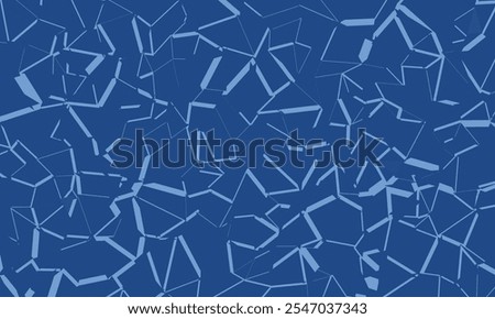 Decorative colored chaotic line pattern. Denim blue abstract background with polygons.