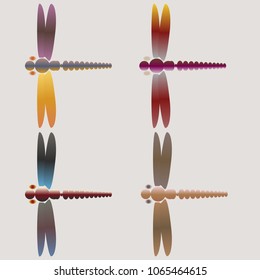 Decorative colored cute dragonfly. Vintage element silhouettes for your design.