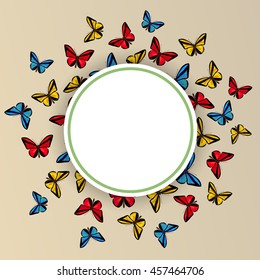 Decorative colored frame with butterflies . Vector 