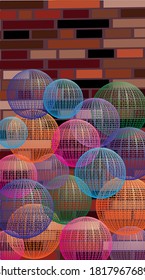 Decorative colored openwork spheres. Abstract image. Viector illustration