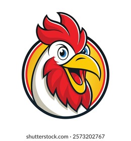 Decorative Colored Rooster Head Logo for Branding
