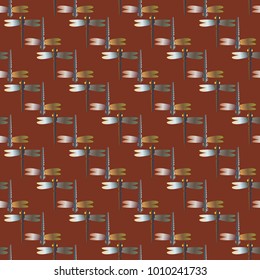 Decorative colored seamless pattern with cute dragonfly. Vintage background with many dragonflies silhouettes for your design.