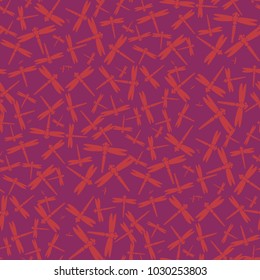 Decorative colored seamless pattern with cute dragonfly. Vintage background with many dragonflies silhouettes for your design.