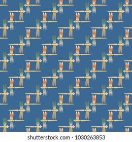 Decorative colored seamless pattern with cute dragonfly. Vintage background with many dragonflies silhouettes for your design.