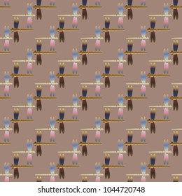 Decorative colored seamless pattern with cute dragonfly. Vintage background with many dragonflies silhouettes for your design.