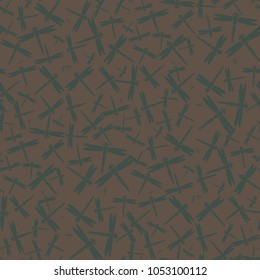 Decorative colored seamless pattern with cute dragonfly. Vintage background with many dragonflies silhouettes for your design.