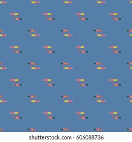 Decorative colored seamless pattern with cute dragonfly. Vintage background with many dragonflies silhouettes for your design.