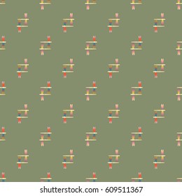 Decorative colored seamless pattern with cute dragonfly. Vintage background with many dragonflies silhouettes for your design.