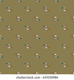 Decorative colored seamless pattern with cute dragonfly. Vintage background with many dragonflies silhouettes for your design.