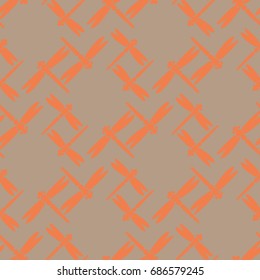 Decorative colored seamless pattern with cute dragonfly. Vintage background with many dragonflies silhouettes for your design.