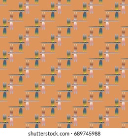 Decorative colored seamless pattern with cute dragonfly. Vintage background with many dragonflies silhouettes for your design.