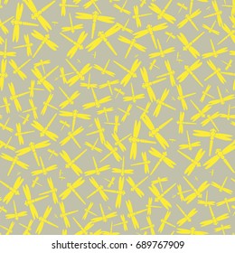 Decorative colored seamless pattern with cute dragonfly. Vintage background with many dragonflies silhouettes for your design.