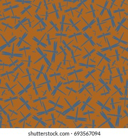 Decorative colored seamless pattern with cute dragonfly. Vintage background with many dragonflies silhouettes for your design.