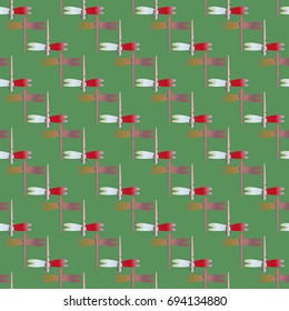 Decorative colored seamless pattern with cute dragonfly. Vintage background with many dragonflies silhouettes for your design.