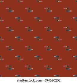 Decorative colored seamless pattern with cute dragonfly. Vintage background with many dragonflies silhouettes for your design.