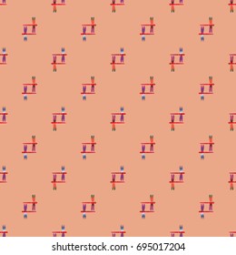 Decorative colored seamless pattern with cute dragonfly. Vintage background with many dragonflies silhouettes for your design.