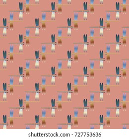 Decorative colored seamless pattern with cute dragonfly. Vintage background with many dragonflies silhouettes for your design.
