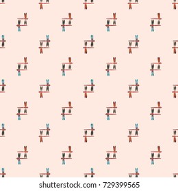 Decorative colored seamless pattern with cute dragonfly. Vintage background with many dragonflies silhouettes for your design.